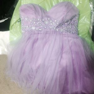 Strapless lace up back dress